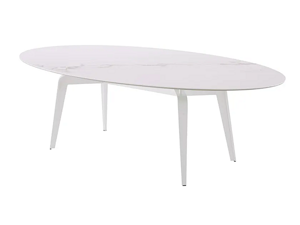 Oval dining table porcelain stoneware marble effect LIGNE ROSET Odessa 0M50FN5N-0M50FN5W factory LIGNE ROSET from Italy. Foto №1