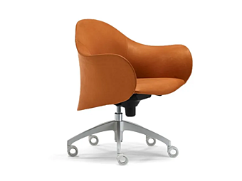 Easy chair with tanned leather and castors Enrico Pellizzoni Lopod Easy chair with tanned leather and castors Enrico Pellizzoni Lopod factory ENRICO PELLIZZONI from Italy