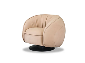 Swivel armchair with upholstered back BAXTER Leon factory BAXTER from Italy