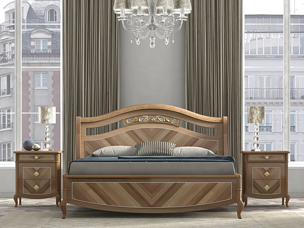 Wooden double bed with high upholstered back CASA +39 PRESTIGE 2 C22017 factory CASA +39 from Italy. Foto №1