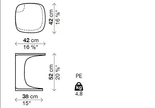 Square Plastic Coffee Table Font by Kristalia factory Kristalia from Italy. Foto №11