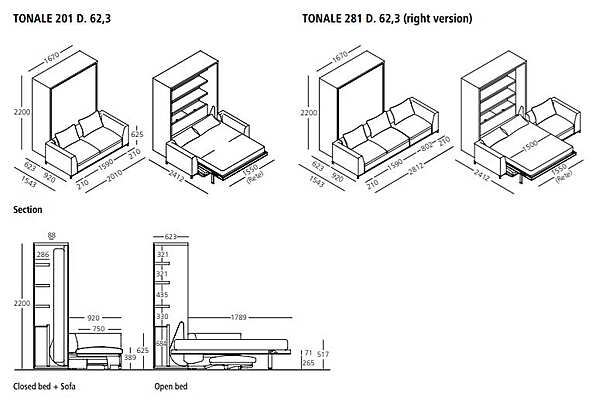 Couch CLEI TONALE 281 - D. 62,3 factory CLEI from Italy. Foto №8