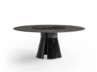 Round wooden and marble table with lazy susan CPRN HOMOOD Talos R