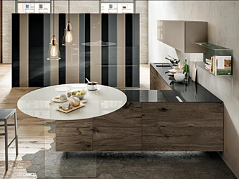 Kitchen with peninsula made of wood LAGO Air Kitchen Kitchen with peninsula made of wood LAGO Air Kitchen factory LAGO from Italy
