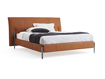 Leather double bed with upholstered headboard Molteni & C Nick Leather double bed with upholstered headboard Molteni & C Nick factory Molteni & C.(+VITRA) from Italy