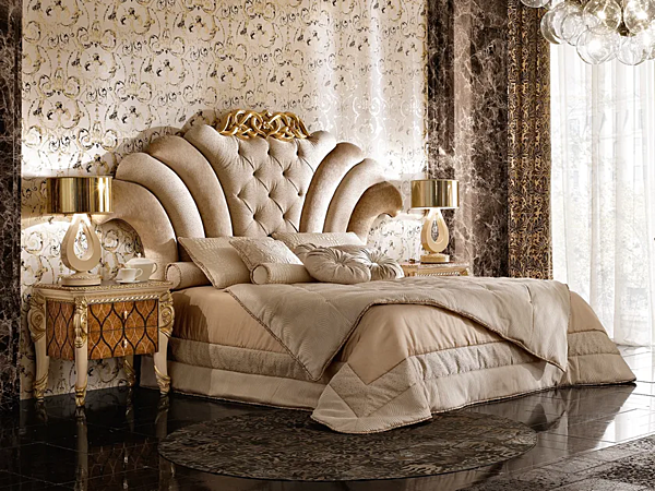 Double bed with tufted headboard A.R. Arredamenti Harmony 370 factory A.R.ARREDAMENTI SRL from Italy. Foto №3