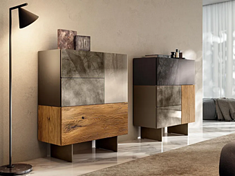 Wood and glass chest of drawers LAGO 36E8 2622 2622 factory LAGO from Italy