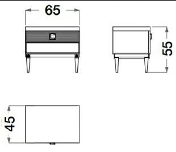 Rectangular bedside table with drawers made of metal and eucalyptus CPRN HOMOOD Sesto Senso S510 factory CPRN HOMOOD from Italy. Foto №4