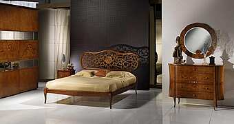 Wooden double bed with upholstered headboard CARPANELLI Novecento factory CARPANELLI from Italy