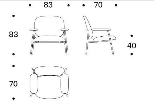 Fabric easy chair with armrests Saba Philo factory SABA from Italy. Foto №7