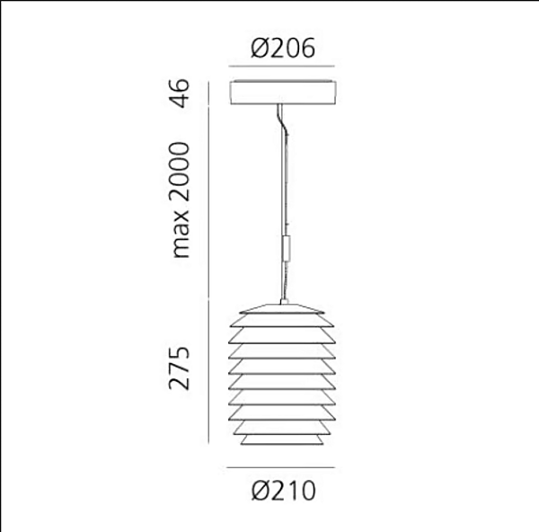 Aluminium Outdoor Pendant Lamp Slicing Artemide T250210, T250410, T250510 factory Artemide from Italy. Foto №16