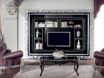 Wall Mounted Bookcase with TV Stand in Wood Modenese Luxury Interiors 13129 factory MODENESE GASTONE from Italy