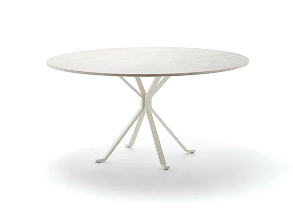 Round glass dining table with steel base FASEM Crab factory FASEM from Italy. Foto №1