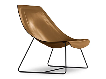 Sled Base Leather Armchair Oyster Light i 4 Mariani