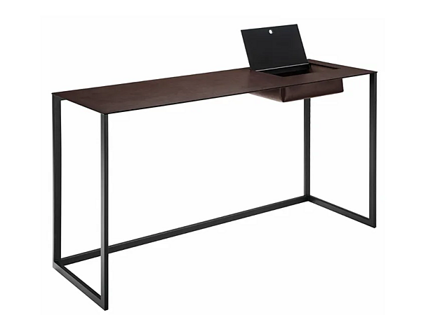 Steel Secretary Desk with Tanned Leather Top ZANOTTA Calamo 2730 factory ZANOTTA from Italy. Foto №2