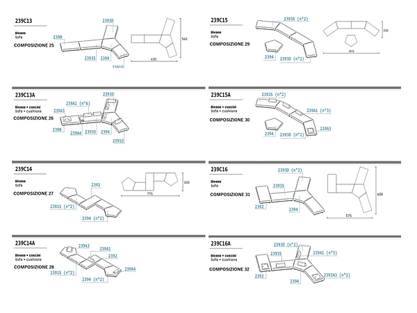 Modular Fabric Sofa with Soft Back VARASCHIN Bento 239 factory VARASCHIN from Italy. Foto №21