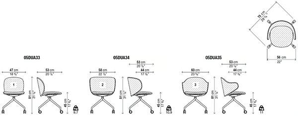 Swivel fabric chair with castors Kristalia Dua factory Kristalia from Italy. Foto №7