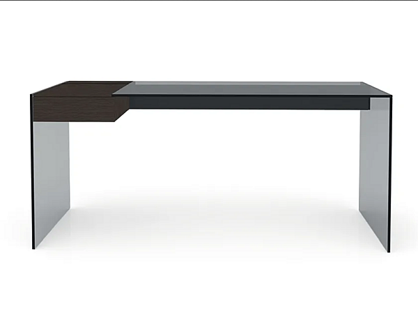 Writing desk with drawers glass and stainless steel Gallotti&Radice Air Desk W factory Gallotti & Radice from Italy. Foto №1