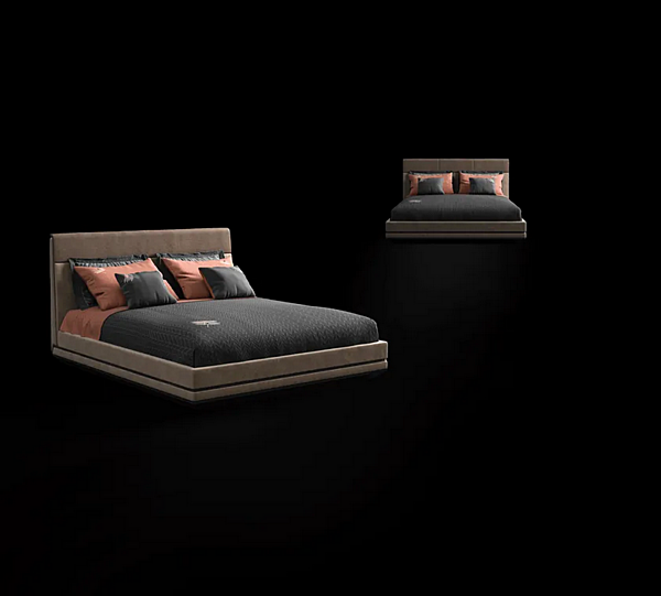 Double bed with upholstered headboard in nubuck CPRN HOMOOD Dragonfly D600, D601, D602 factory CPRN HOMOOD from Italy. Foto №2