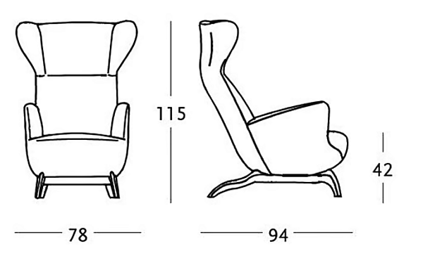 Bergere armchair upholstered in fabric or leather ZANOTTA Ardea cm 882 factory ZANOTTA from Italy. Foto №5