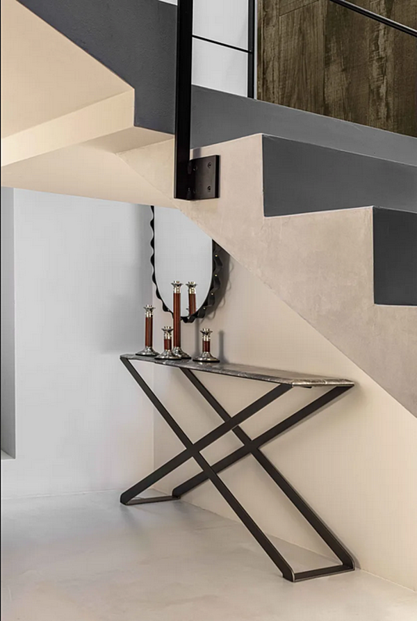 Rectangular console table in marble and steel Crossover ENRICO PELLIZZON factory ENRICO  PELLIZZONI from Italy. Foto №4