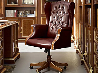 Swivel armchair with armrests and 5 spoke base Modenese Luxury Interiors 13501 factory MODENESE GASTONE from Italy