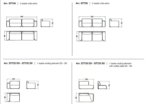 3-seater sectional fabric sofa Starlight CPRN HOMOOD ST736 + ST733, ST736+ST734 factory CPRN HOMOOD from Italy. Foto №4