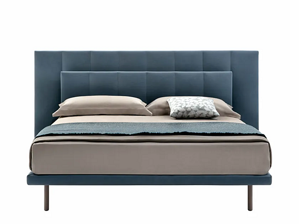 Double bed with upholstered headboard fabric or leather ZANOTTA Grangala factory ZANOTTA from Italy. Foto №2