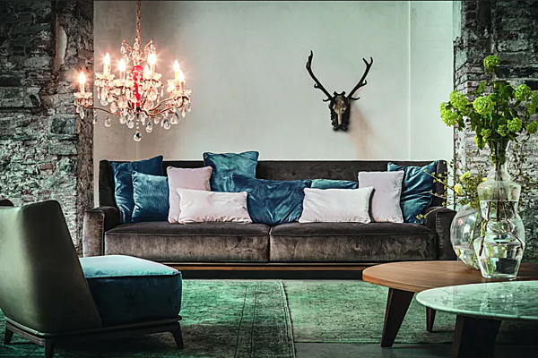 Three-seater sofa in leather or fabric VIBIEFFE Opera 430 factory VIBIEFFE from Italy. Foto №3