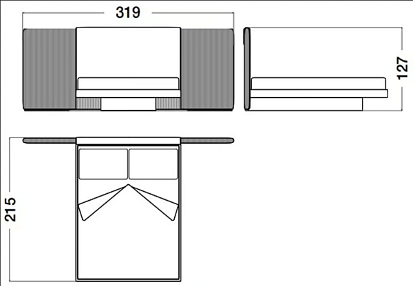 Double Bed with Leather Upholstered Headboard and Wooden Frame CPRN HOMOOD Cocoon C300, C301, C302 factory CPRN HOMOOD from Italy. Foto №5