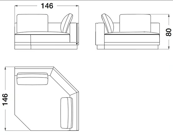 Sectional sofa in leather and fabric Sesto Senso CPRN HOMOOD S550, S552DX/SX, S553, S554, S555 factory CPRN HOMOOD from Italy. Foto №7