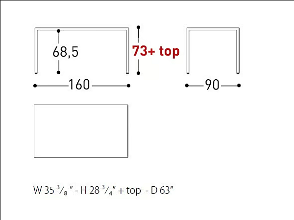 Rectangular garden table made of powder-coated aluminum VARASCHIN Victor 3900, 3867, 3868, 3901 factory VARASCHIN from Italy. Foto №4