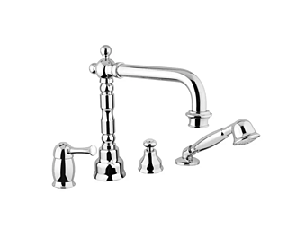 Deck Mounted Steel Bathtub Tap with Hand Shower Gaia Mobili Aston Set factory GAIA from Italy