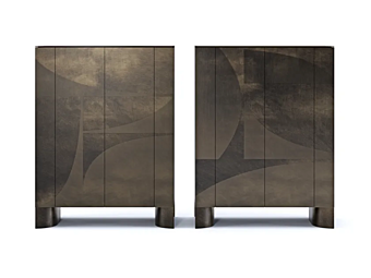 Brass highboard with abstract design Paolo Castelli factory Paolo Castelli from Italy