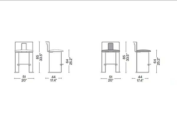 Barstool with footrest Gaja CASSINA factory CASSINA from Italy. Foto №2