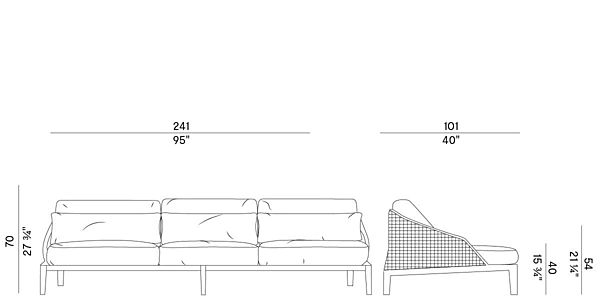 Three-seater fabric sofa with soft back Potocco Grace 834 D 834/D factory POTOCCO from Italy. Foto №4