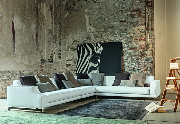 Sectional sofa fabric or leather VIBIEFFE 310 Identity factory VIBIEFFE from Italy. Foto №7