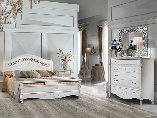 Wooden double bed with upholstered headboard CASA +39 PRESTIGE 301, 303 factory CASA +39 from Italy. Foto №2