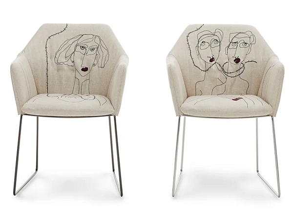 Sled base fabric chair with armrests Saba New York by Marras factory SABA from Italy. Foto №4