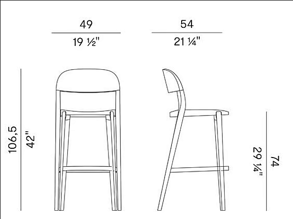 High Ash Stool with Back Minima Potocco 949/A factory POTOCCO from Italy. Foto №4