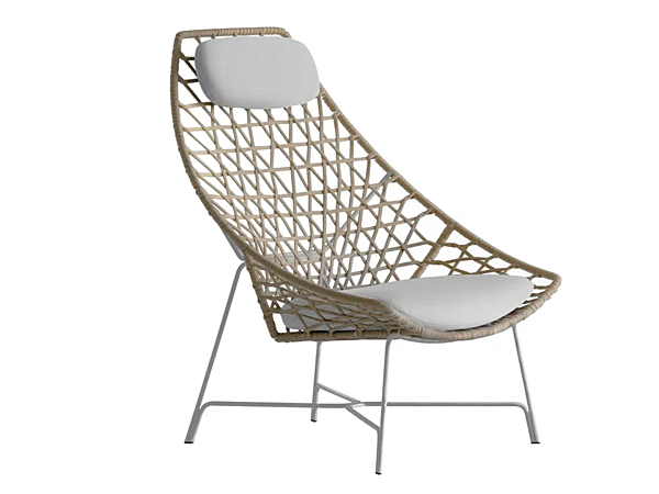 High Back Woven Fabric Garden Armchair with Headrest Potocco Cut 910 PLR 910/PLR factory POTOCCO from Italy. Foto №1