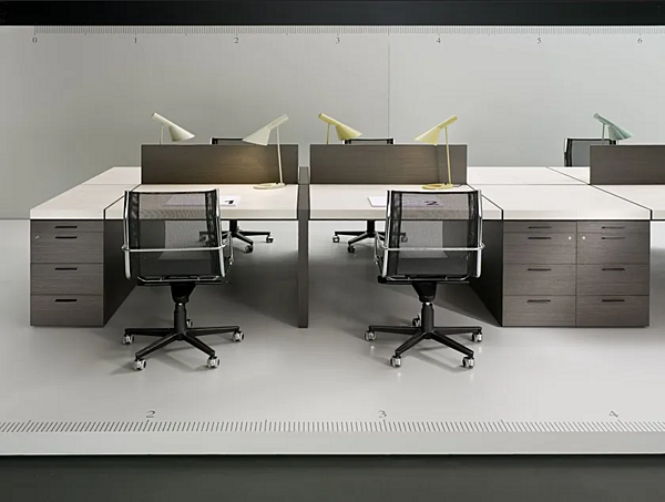 Sectional wooden office desk Blade i 4 Mariani factory i 4 Mariani from Italy. Foto №4