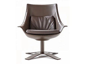 Easy chair with armrests in tanned leather ENRICO PELLIZZON Lullaby Easy chair with armrests in tanned leather ENRICO PELLIZZON Lullaby factory ENRICO PELLIZZONI from Italy