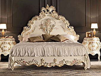 Double bed with upholstered headboard Modenese Luxury Interiors 11208 factory MODENESE GASTONE from Italy