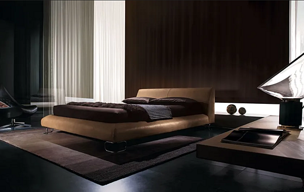 Upholstered leather double bed with soft back i 4 Mariani Add Look factory i 4 Mariani from Italy. Foto №5