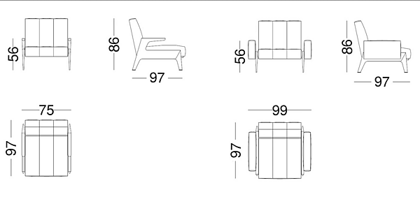 Armchair with armrests in leather or fabric VIBIEFFE 50 Italo factory VIBIEFFE from Italy. Foto №4