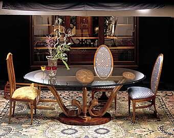 Crystal dining table with glass top CARPANELLI Le Volute factory CARPANELLI from Italy
