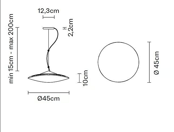 LED Blown Glass Pendant Lamp Fabbian Loop factory Fabbian from Italy. Foto №15