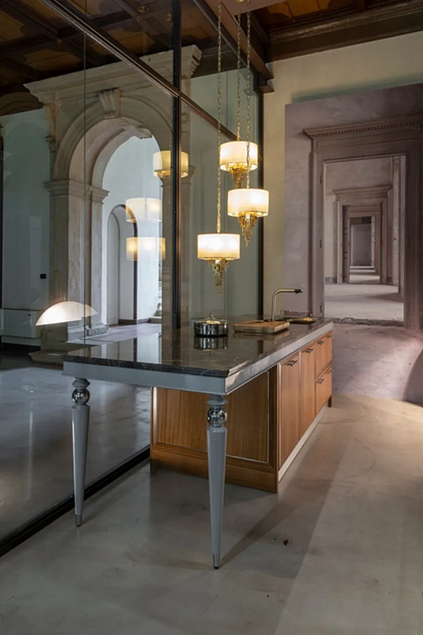 Custom Eucalyptus Kitchen with Handles and Peninsula Martini Interiors Essenza Numero5 factory MARTINI INTERIORS from Italy. Foto №14