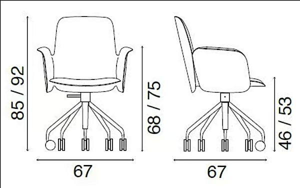 Height Adjustable Tanned Leather Chair with Castors FASEM Electa Electa BG factory FASEM from Italy. Foto №3